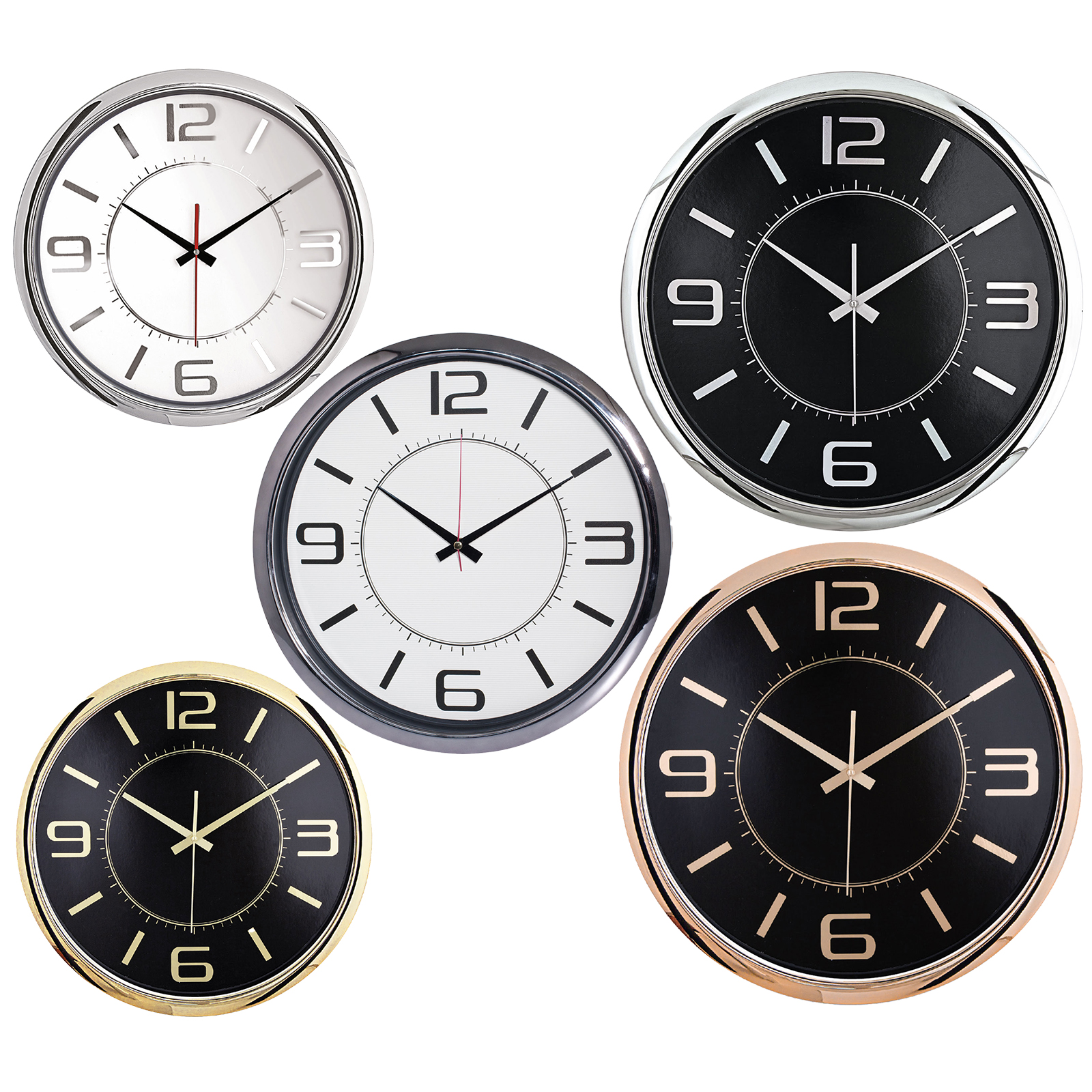 HELLEN404 BEYAZ-GÜMÜŞ METALİZE ÇERÇEVE DUVAR SAATİ (420MM)