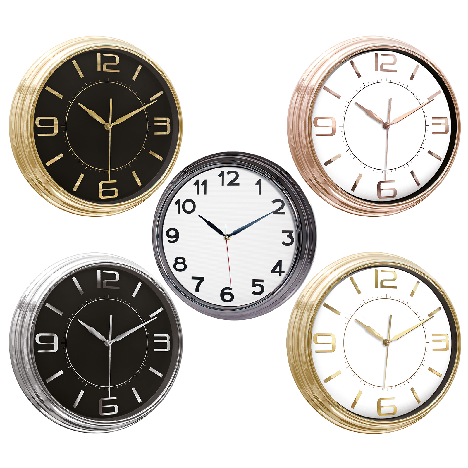 SEZAR401 BEYAZ-BAKIR METALİZE ÇERÇEVE DUVAR SAATİ (380 MM)